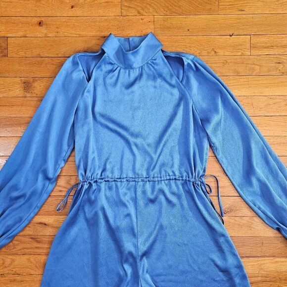 Alexis Romper Jumpsuit Size S Drawstring Tie-Waist Puff-Sleeve Romper - Picture 3 of 8